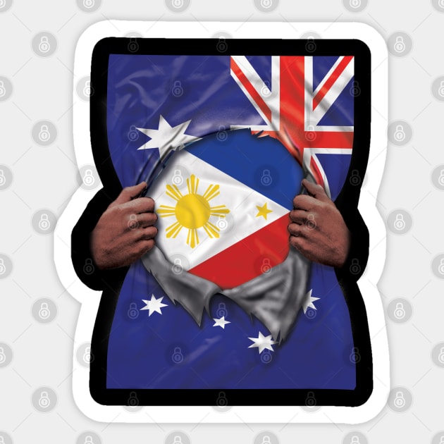 Philippines Flag Australian Flag Ripped - Gift for Filipino From Philippines Sticker by Country Flags